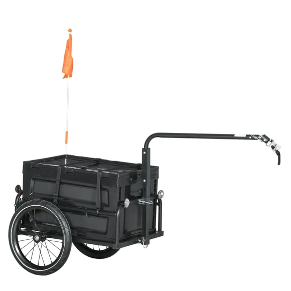 Aosom Bicycle Cargo Trailer Bike Wagon with Removable Storage Box, Black