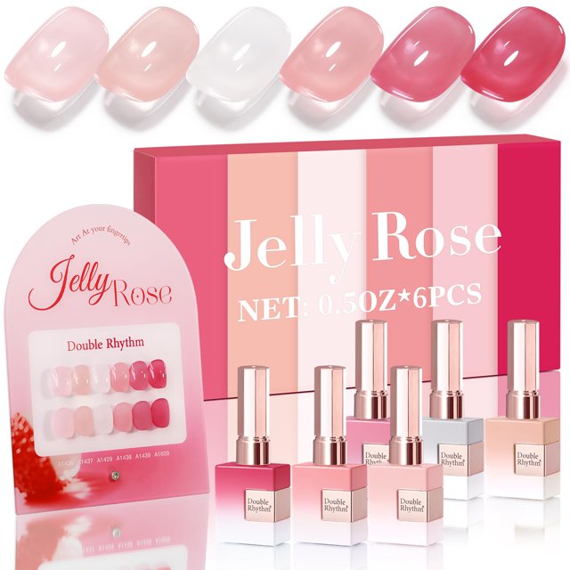 Set de esmaltes en gel Double Rhythm, 6 unidades, 15 ml, para decoración de uñas