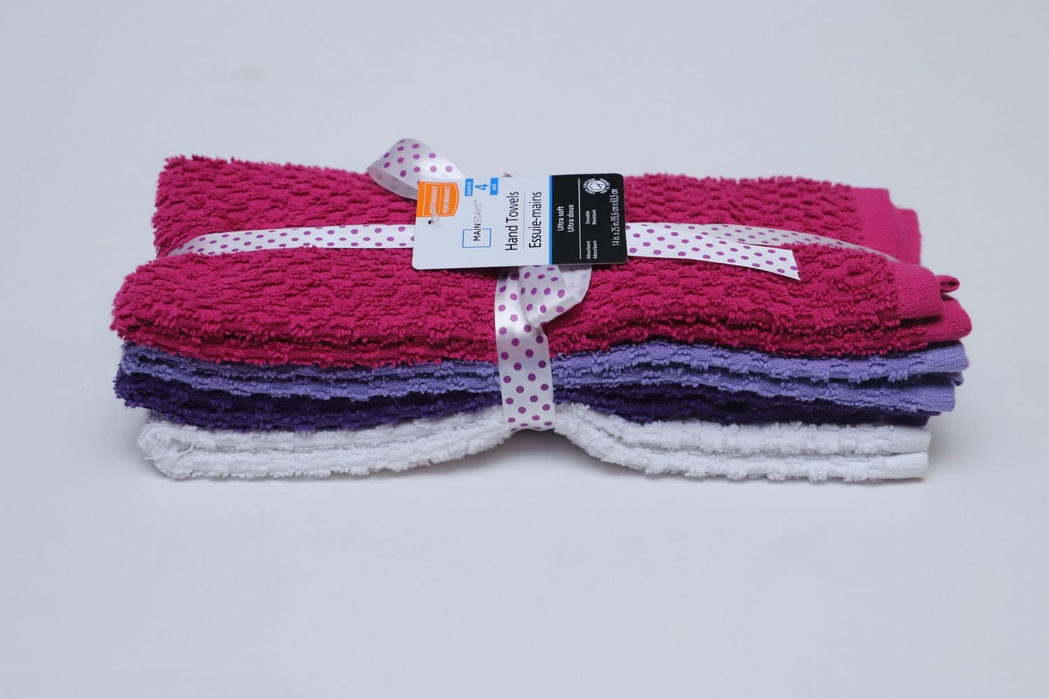 4PK HAND TOWEL - ASSORTED, TERRY TOWEL 100% COTTON