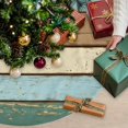 thumbnail image 3 of Farmhouse Teal Brown Christmas Tree Skirt 36 Inches, Ombre Wooden Vintage Xmas Trees Skirt Mat Cover Decorations for Holiday Party Indoor Outdoor, 3 of 9