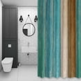 thumbnail image 4 of Teal Green Shower Curtain for Bathroom Decor, Brown Wood Grain Gradient Farmhouse Country Waterproof Fabric Shower Curtain, 60"x72" Set with 12 Hooks, 4 of 9