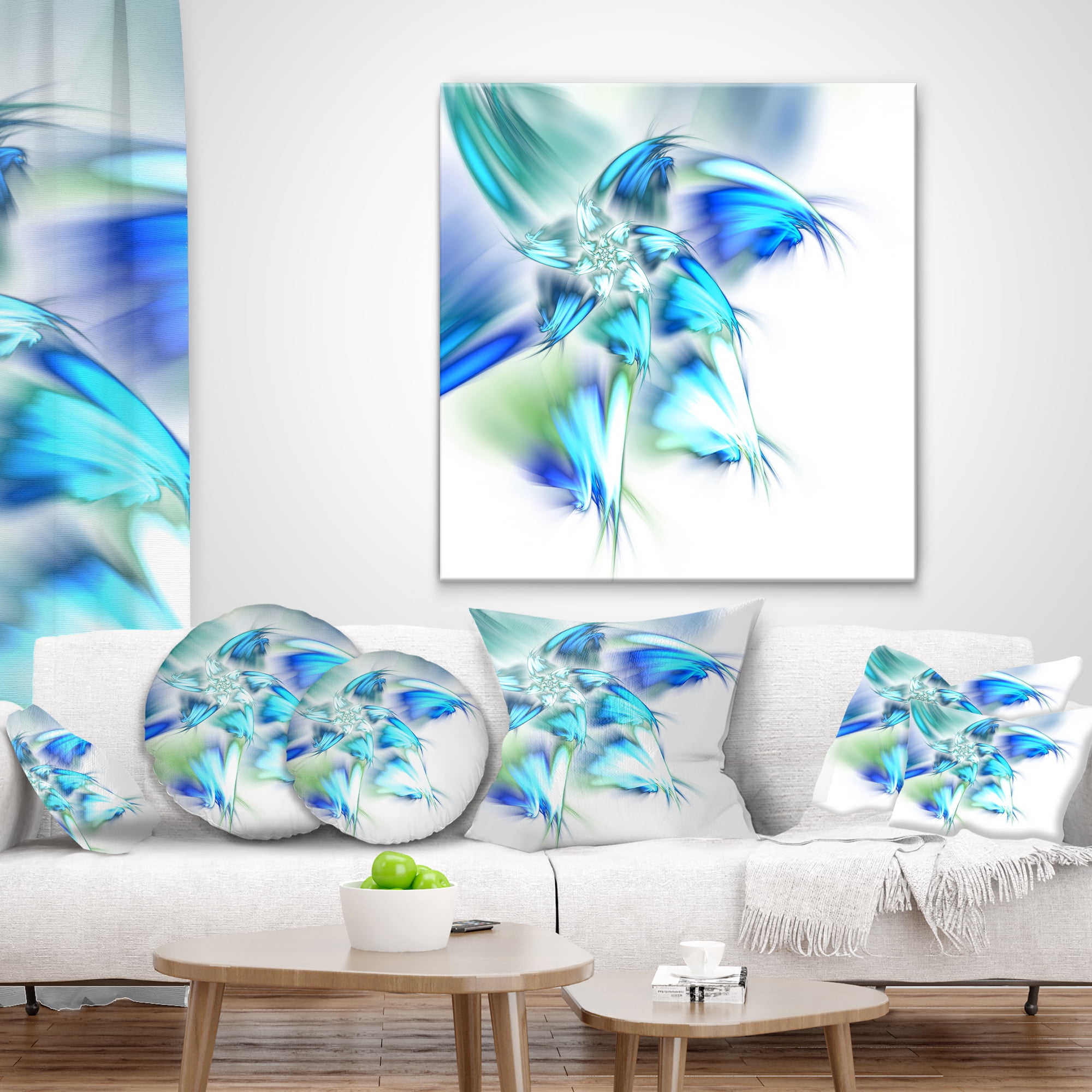 Designart 18" x 18" Blue Polyester Throw Pillow