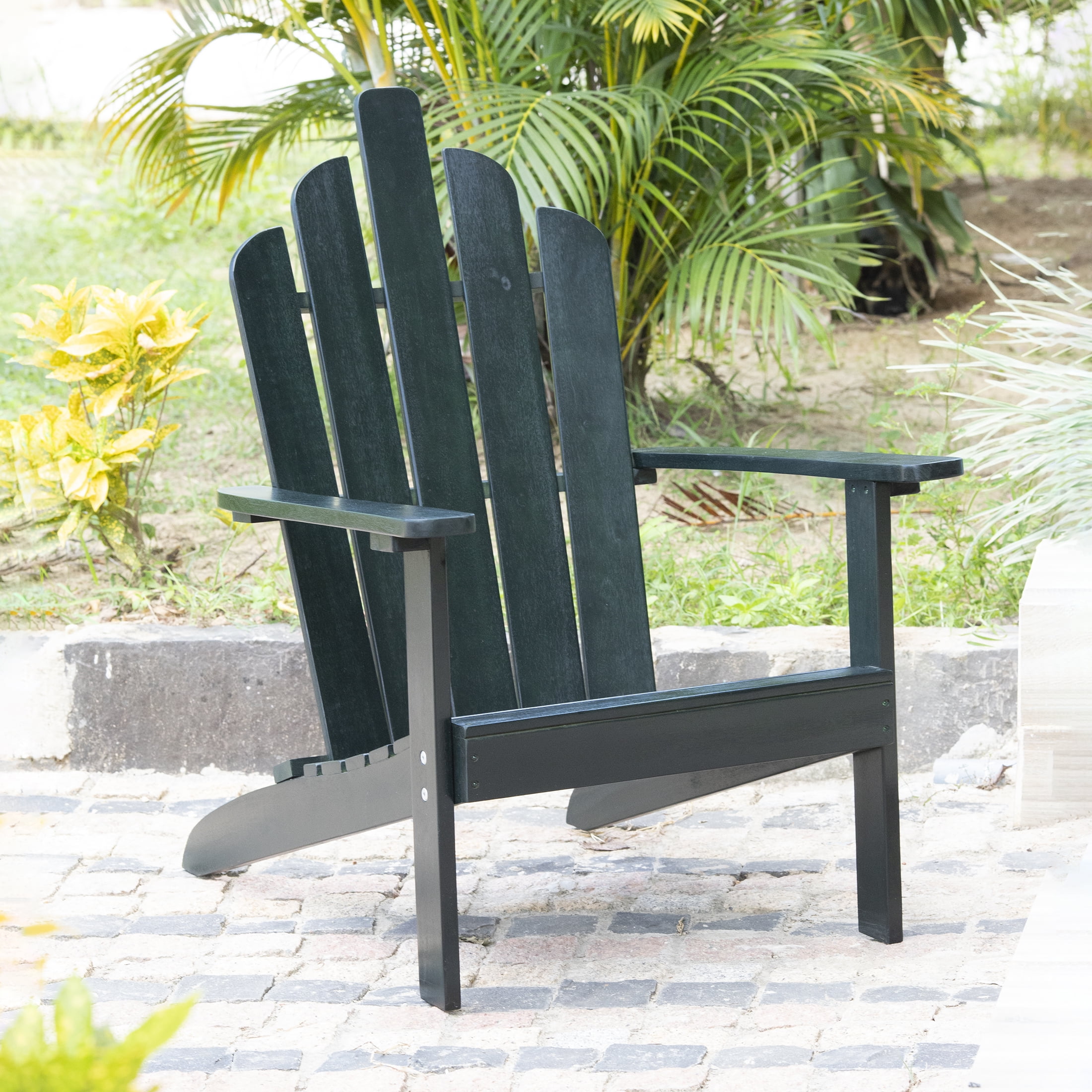 Outdoor Patio Wood Adirondack Chair, Dark Green