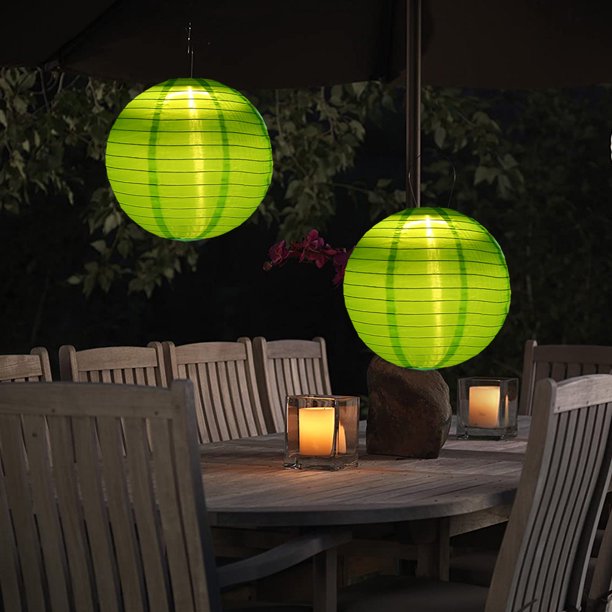 Colgante impermeable de farol solar redondo LED de 8 pulgadas para decoración de jardín (verde) Lamparas