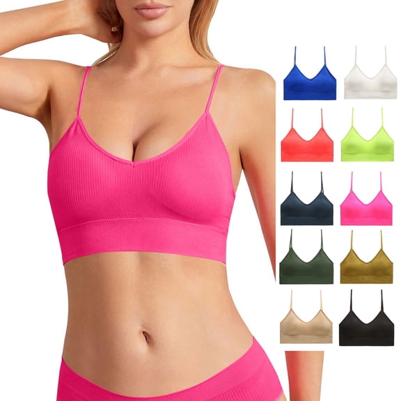 Women's French Triangle Cup Sports Bra Y Back Padded Yoga Top, Thin Spaghetti Strap Seamless Lingerie, Low Impact Wireless Workout Bralette, Anti Shock Running Vest, Breathable Fitness Base Layer
