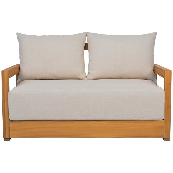 Safavieh Jackson Wood Outdoor Sofa, Natural/Taupe