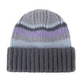 thumbnail image 2 of AUNVITO Warm Stretchy Color Block Knit Hat For Men And Women Winter Outdoor Unisex Comfortable Beanie, 2 of 4