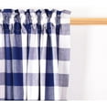 thumbnail image 2 of 2 Pack Buffalo Check Valances for Windows Living Room 18 inches Long Classic Gingham Plaid Bedroom Bathroom Rod Pocket Country Farmhouse Kitchen Window Curtain Valances - 54"x18" Navy Blue & White, 2 of 5