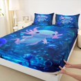 thumbnail image 5 of Meiyoeat Ocean Salamander Bed Sheets 4-Piece, Cute Underwater World Full Size Sheets, Blue Pink, 1 Fitted Sheet, 1 Flat Sheet, 2 Pillowcases, 5 of 6