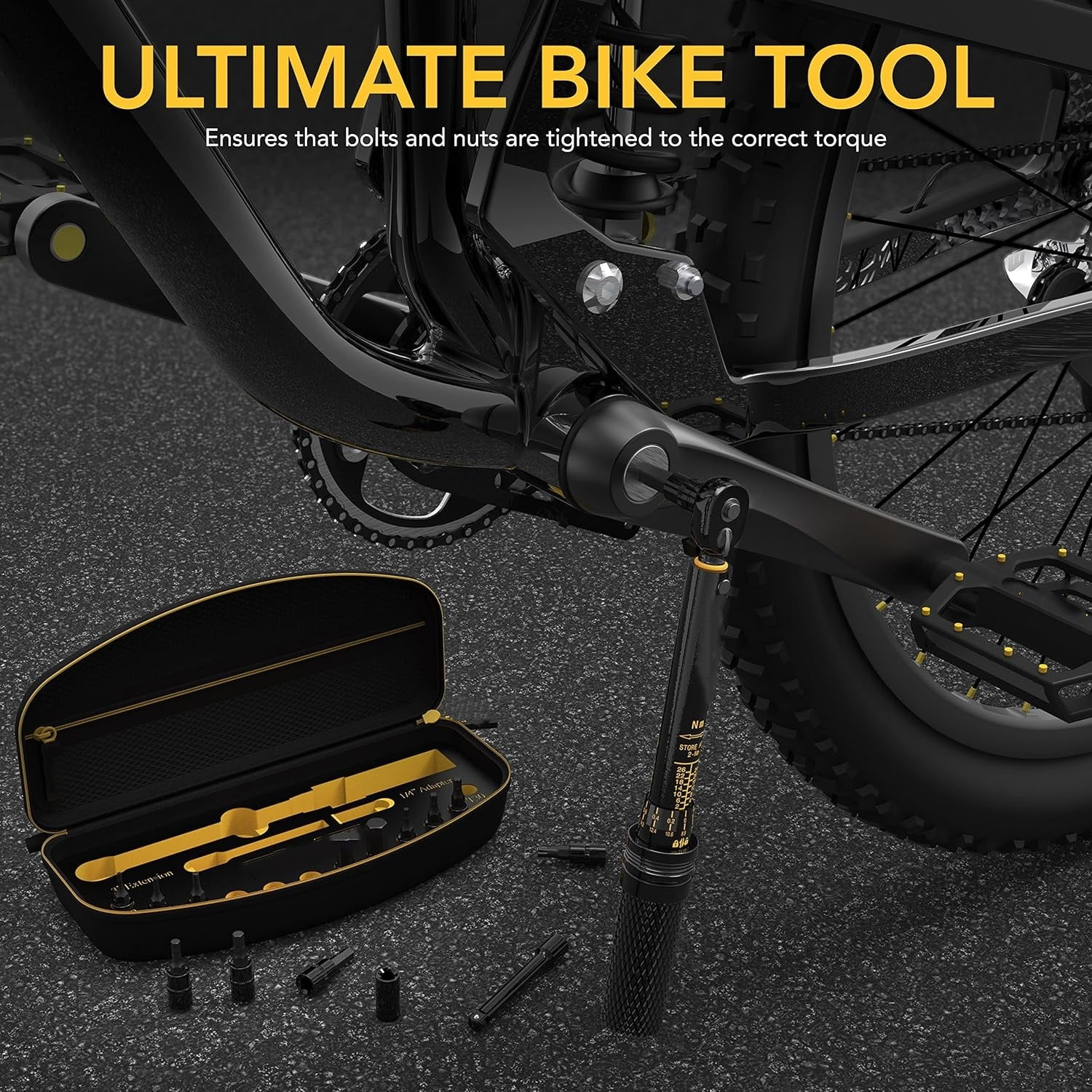 Bike Torque Wrench 1/4-Inch Dr. 15-Piece Kit | 72-Tooth Gear, Dual-Direction Click Type 2~26 Nm