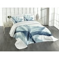 thumbnail image 3 of Ambesonne Nature Quilted Bedspread Set 3 Pcs, Modern Flowers Plants, King Size, Teal White, 3 of 5