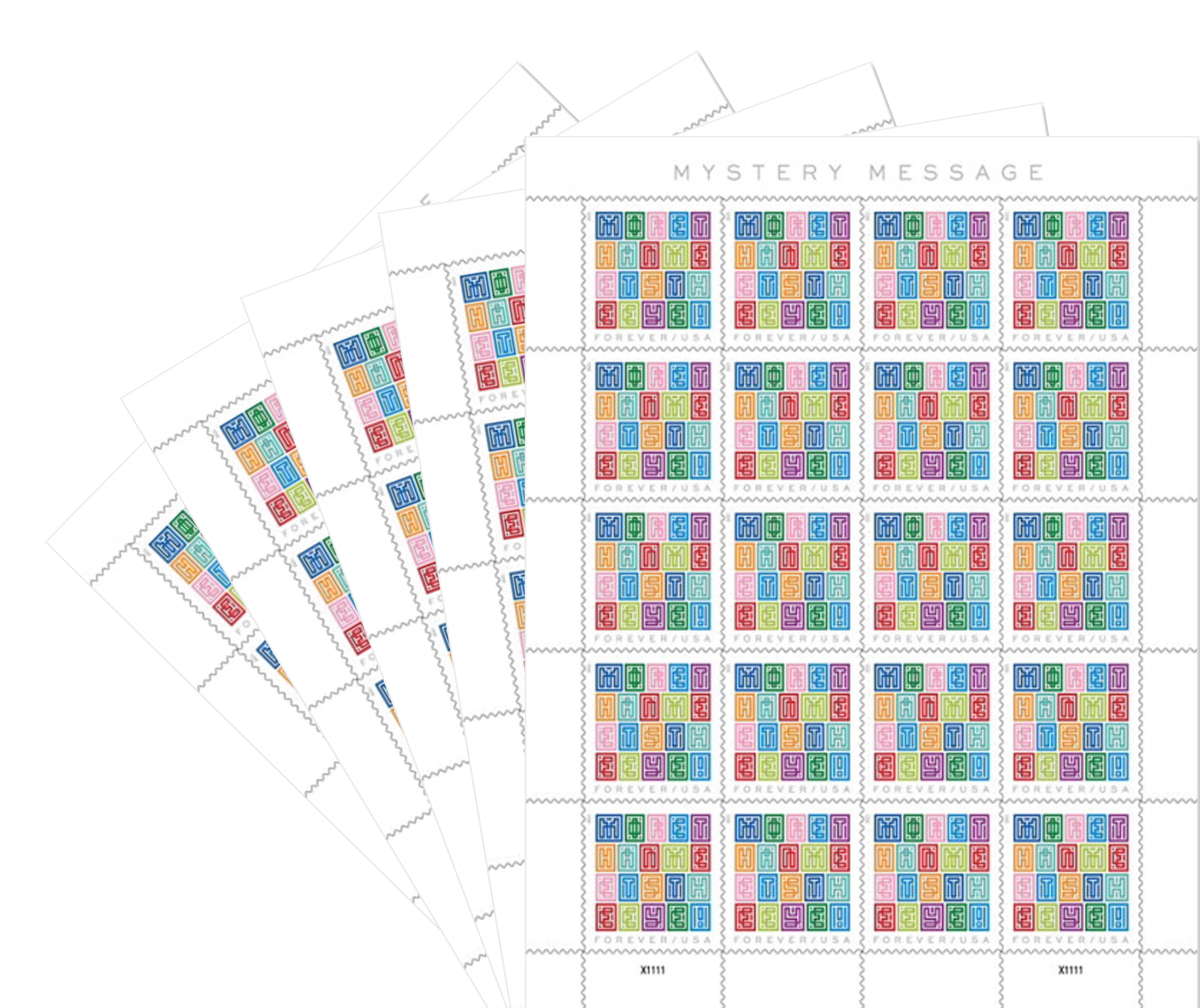 Mystery Message USPS Forever Postage Stamp 5 Sheets of 20 US First