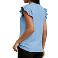 thumbnail image 6 of BRGZLK Short Sleeve Striped Shirt Women Casual Loose Summer Tops T-Shirts Ruffle V Neck 2026 Tee Trendy Blouses, 6 of 7