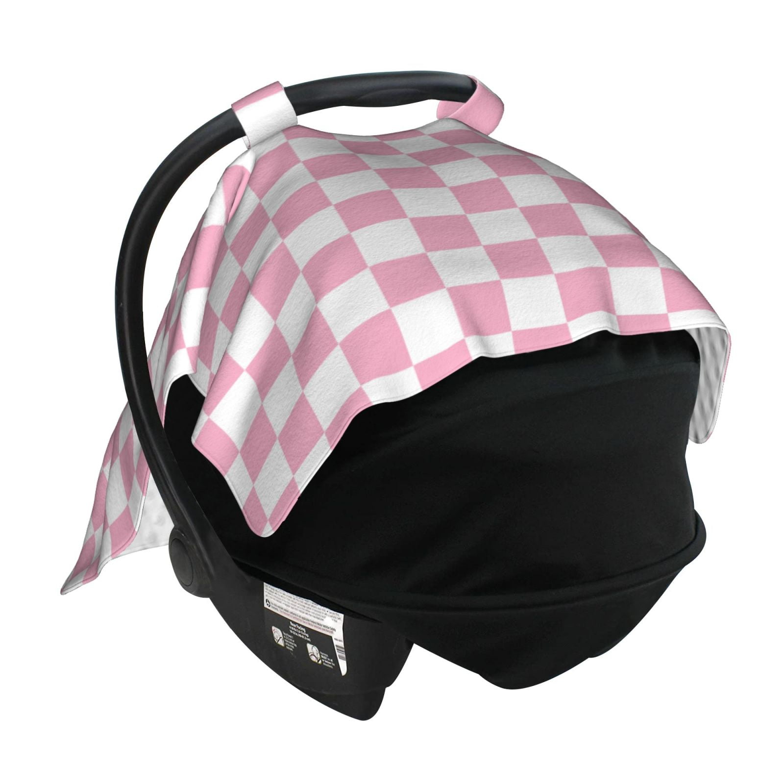 Car Seat Cover Baby - pink pastel checkered Breathable Infant Car Seat Cover for Baby Carseat, Lightweight Comfort Baby Essentials Must Haves Newborn Stuff for Girl Boy