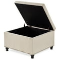 thumbnail image 5 of CQSXDA Large Square Storage Ottoman with Wooden Legs, Upholstered Button Tufted Coffee Table with Nail Trims, 5 of 9