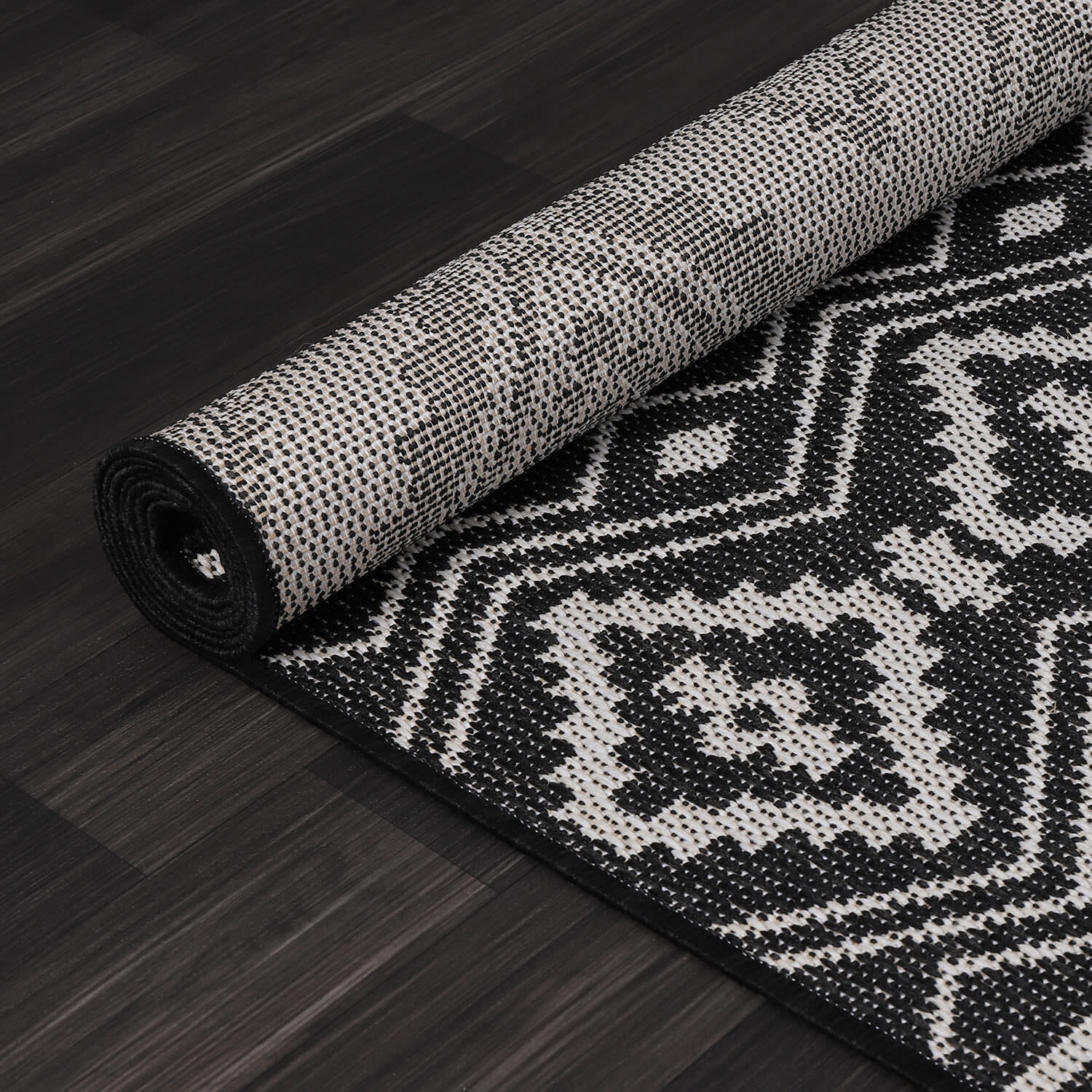 Beverly Rug Outdoor Area Rugs, Waterproof Patio Porch Garden Carpet, Black and White, 10'x14'