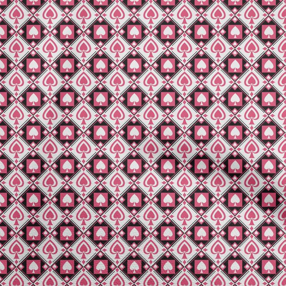 oneOone Viscose Jersey Pink Fabric Poker Card Sewing Craft Projects Fabric Prints By Yard 60 Inch Wide
