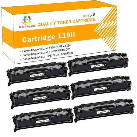 Toner H-Party Compatible Toner Cartridge for Canon 119II toner Imageclass MF414DW MF6160DW MF5850DN MF5850DN Laser Printer ink (Black,6-Pack)