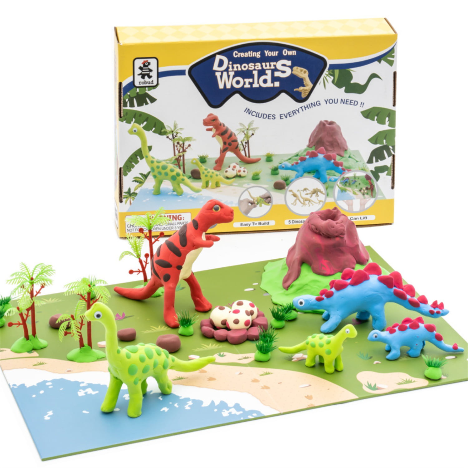 Robotime Kids Modeling Clay Dinosaur Craft Kit | Builds Dinos Crafts -  Ultra Light Air Dry Clay for Kids, Boys & Girls