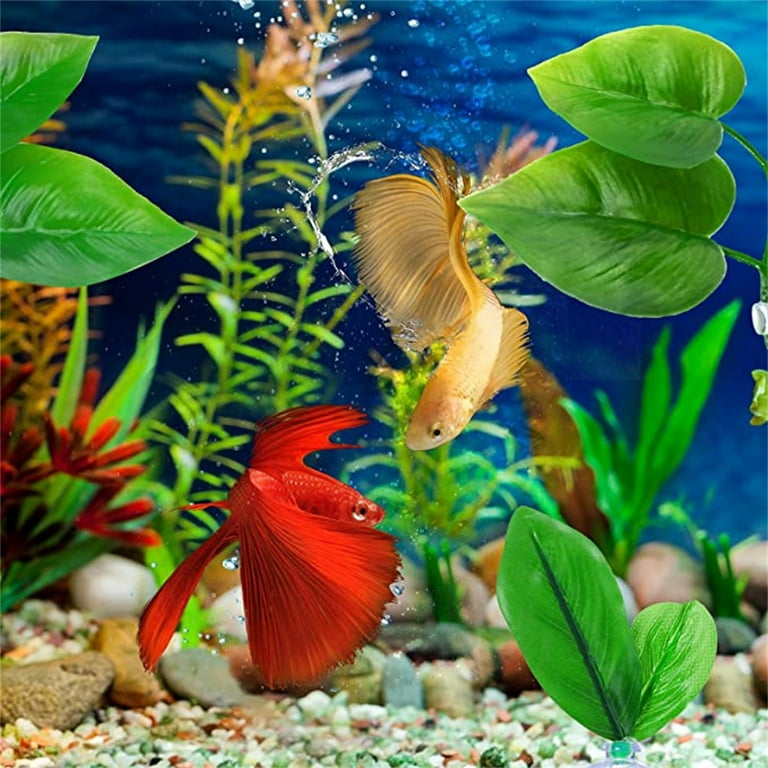 60pcs Betta Fish Leaf Cushion Betta Hammock, Fish Rest Leaf Fish Tank Decoration Reusable Plastic Suction Cup Beautiful, Suitable for Large and Small