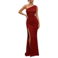 thumbnail image 2 of Uscallm Women's Off Shoulder Sleeveless Ruched Formal Maxi Dresses Elegant Slim Fit Summer Travel Beach Party Bodycon Dresses, Red L, 2 of 7