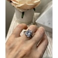 thumbnail image 4 of Emerald Cut CZ Split Shank Solitaire Engagement Ring in Rhodium Plating Women, Size 7, 4 of 8