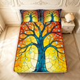 thumbnail image 5 of Homewish Vintage Tree Of Life Queen Sheets,Colorful Glass Dots Queen Sheet Sets,Yellow,4pcs,1 Flat Sheet, 1 Fitted Sheet and 2 Pillowcases, 5 of 6