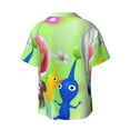 thumbnail image 6 of Lsque Pikmin print Men's Cuban Collar Short Sleeve Shirt Summer Beachwear Casual Button Down Fashionable Vacation Leisure Shirt-Large, 6 of 7