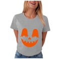 thumbnail image 5 of Akiihool Halloween Tshirt Ghost Halloween T-Shirt for Women Cute Ghost Cat Graphic Tee Spooky Season Shirt Vintage Short Sleeve Casual Fall Tops Grey,L, 5 of 8