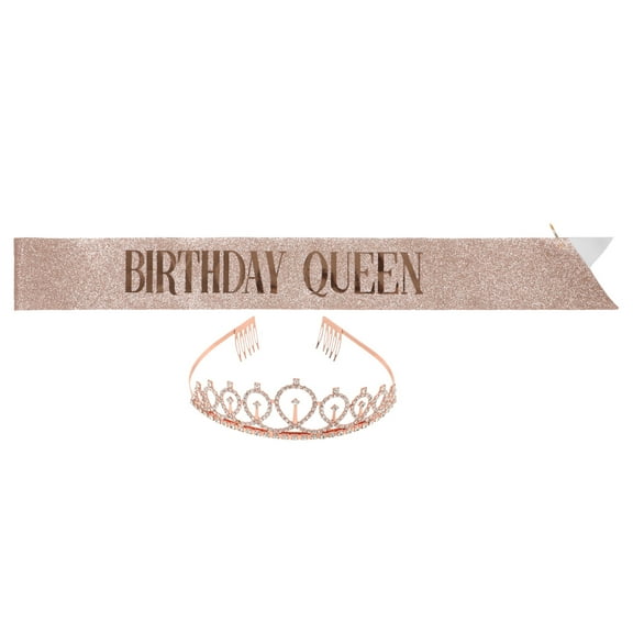 Oraceous 1 Set Girl Birthday Supplies Crown Hair Band Letter Printed Etiquette Belt