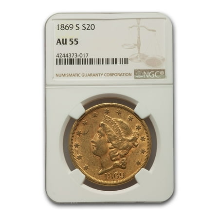 1869-S $20 Liberty Gold Double Eagle AU-55 NGC