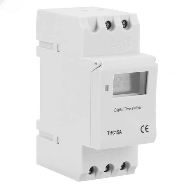 Interruptor temporizador, THC15A 220‑240VAC 20A DIN Interruptor temporizador en carril DIN Interruptor temporizador programable Robusto y resistente