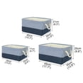 thumbnail image 4 of PiccoCasa Foldable Storage Basket Handle Fabric Box Closet, Dark Blue Stripe, Medium, 4 of 7