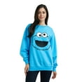 thumbnail image 3 of Sesame Street Big Face Cookie Monster Blue Crew Neck Long Sleeve Oversized Fleece Sweatshirt-XXL, 3 of 6