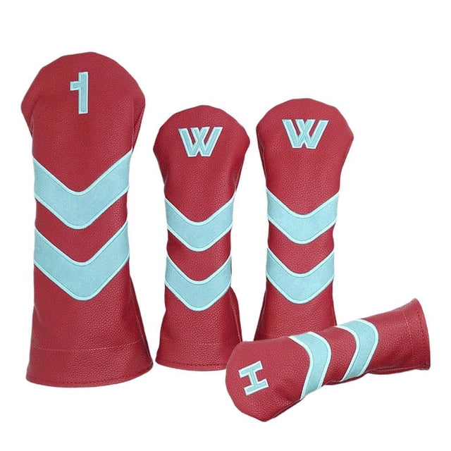 Cubierta de La Cabeza Del Golf de La PU de 4 Paquetes con El Accesorio Del Golfista de Los Deportes Del Protector Del Forro de La Felpa rojo Soledad Cubierta de cabeza de golf