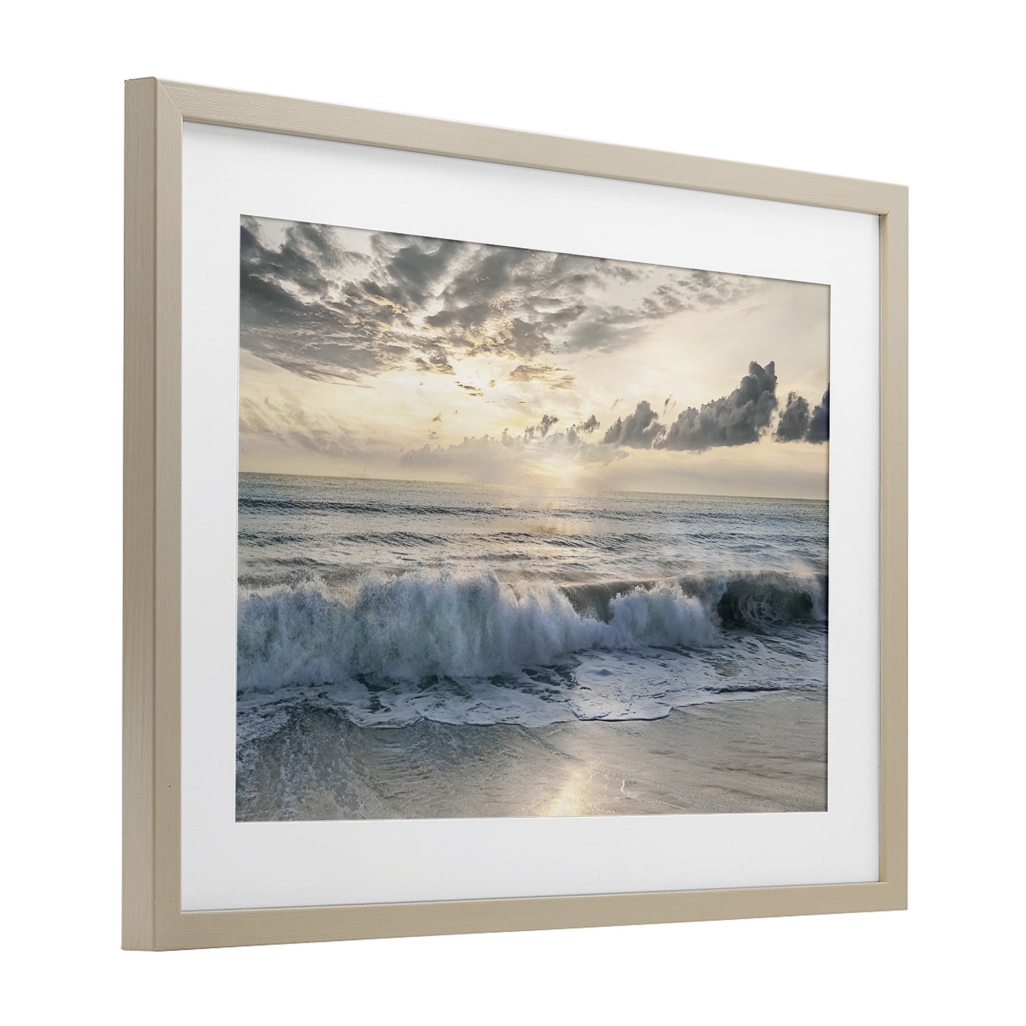 Stupell Industries Sunset Foam Along Shoreline Birch Framed Print Under Glass, design by Mike Calascibetta