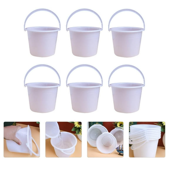 Pawsdot 6Pcs Disposable Round White Buckets Practical Painting Containers with Handle for Storage Use