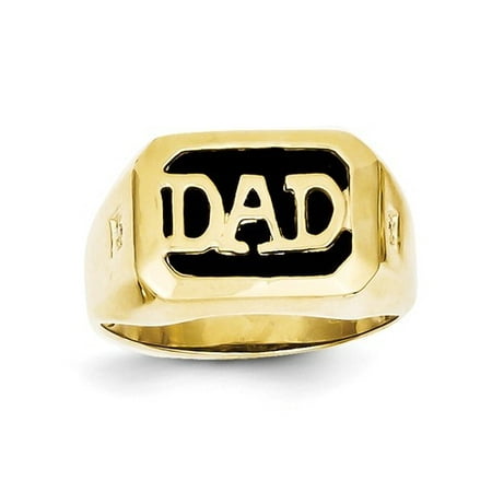 - 10k Yellow Gold Men's Diamond and Black Onyx DAD Ring. Carat Wt- 0.022ct