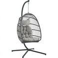 thumbnail image 1 of Resin Rattan Wicker Swing Egg Chair with Stand in Gray/Gray, 1 of 13