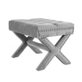thumbnail image 4 of Inspired Home Quinn Velvet Button Tufted Nailhead Trim Ottoman Bench, 4 of 7