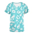 thumbnail image 5 of Jinhomg Floral Scrubs for Women Soft Stretchy Short Sleeve V-Neck Medical Uniform Ladies Cute Nurse Shirt with Two Pockets Holiday Sales Light Blue S, 5 of 6
