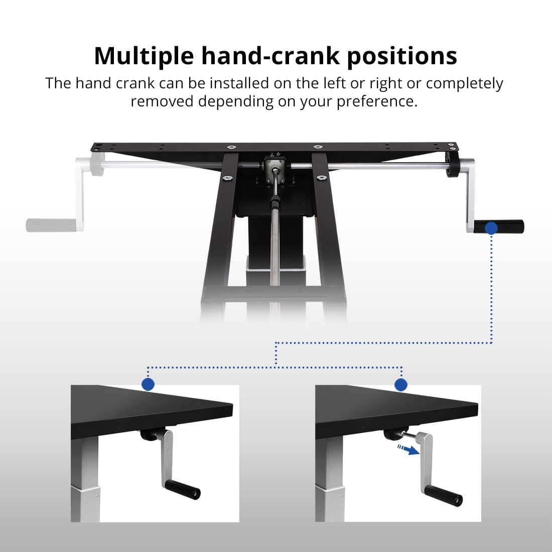 Flexispot H2s Manual Crank 48 Height Adjustable Sit Stand Desk Frame Grey