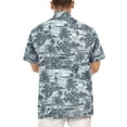 thumbnail image 5 of LA LEELA Men's Hawaiian Casual Cotton Linen Effect Button Down Shirt Beach Short Sleeve Holiday Shirt For Men M Monstera Leaves, Navy Blue, 5 of 6