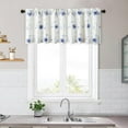 thumbnail image 2 of Country Valance for Kitchen Window, Vine Flower Embroidered Blue Valance Curtains, Light Filtering Short Drapes for Bathroom, Rod Pocket, 52 x 18, 1 Piece, 2 of 6