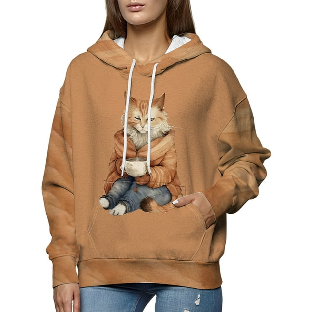 Innerwin Chandail à Manches Longues en Molleton pour Femmes, Imprimé Floral, Décontracté, Style-C TG
