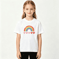 thumbnail image 2 of Glitter Rainbow Girls Graphic Tee, Cute Sparkling Pink Hearts 100% Cotton Kids Short Sleeve T-Shirt, 2 of 5
