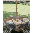 thumbnail image 3 of Outdoor Tablecloth with Umbrella Hole Zipper Navy Blue Brown Palm Tree Round Tablecloth 54" Waterproof Outside Table Cloth Tropical Leaves Vintage Patio Table Cover Tablecloths for Picnic Party, 3 of 8