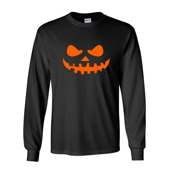 Teeth Pumpkin Emoticon Sarcastic Novelty Gift Idea Adult Humor Funny Men's Long Sleeve Shirts