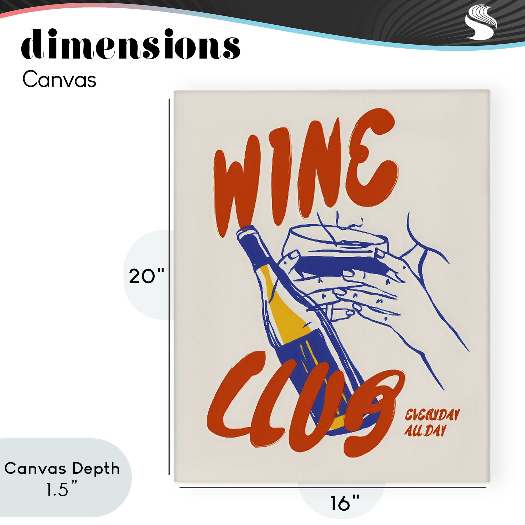 Stupell Industries Wine Club Every Day Canvas Wall Art, design by The Prints Vibe
