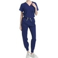 thumbnail image 2 of Hanen Scrubs for Women Set Modern V Neck Scrub Top & Cargo Pants Nursing Scrubs with 6 Pockets, 2 of 6